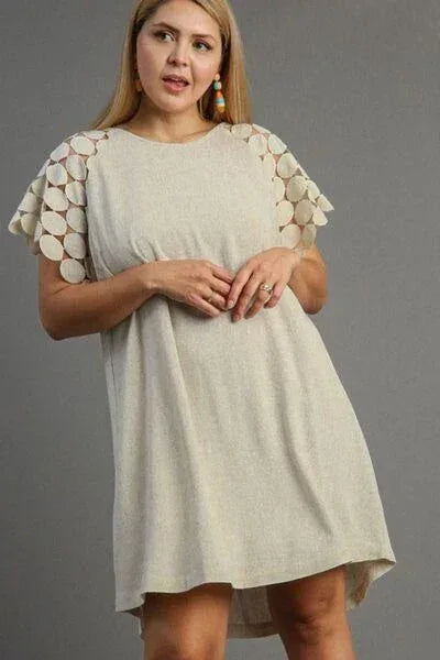 Umgee Round Neck Mini Dress Plus Size - DAVERRI FASHIONS