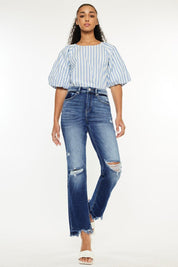 Dark Kancan High Rise Distressed Slim Straight Jeans | Jeans Daverri Fashions
