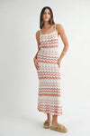 MABLE Lightweight Pointelle Chevron Knit Maxi Dress - DAVERRI FASHIONS