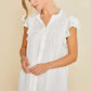 Annie Wear Ruffle Sleeve Shirred Flowy Woven Tunic Shirts - DAVERRI FASHIONS
