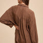Annie Wear Openwork Button Down Drop Shoulder Shirt Tops