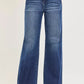 RISEN high-rise wide-leg blue denim jeans with fading