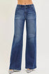 RISEN high-rise wide-leg blue denim jeans with fading