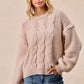 BiBi Cable Knit Sweater with Shoulder Braid Detail - DAVERRI FASHIONS