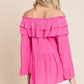 Lime 'N' Chili Ruffled Trumpet Sleeve Off-The-Shoulder Top - DAVERRI FASHIONS