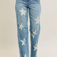 Judy Blue Full Size High Waist Rigid Magic Star Shaped Destroy 90's Straight Jeans Plus Size - DAVERRI FASHIONS