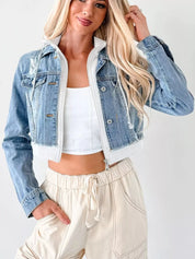 Distressed Zip Up Cropped Hooded Denim Jacket | Denim Jackets Daverri Fashions