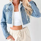 Distressed Zip Up Cropped Hooded Denim Jacket - DAVERRI FASHIONS