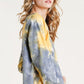 Umgee Full Size Tie Dye Button Front Long Raglan Sleeve Top Plus Size