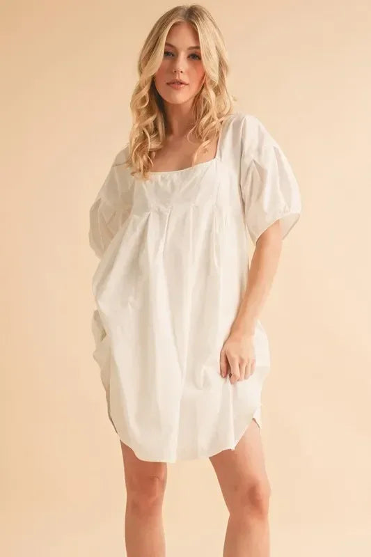 Aemi + Co Square Neck Babydoll Dress with Pockets - DAVERRI FASHIONS