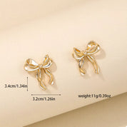18K Gold-Plated Alloy Bow Stud Earrings | Earrings Daverri Fashions