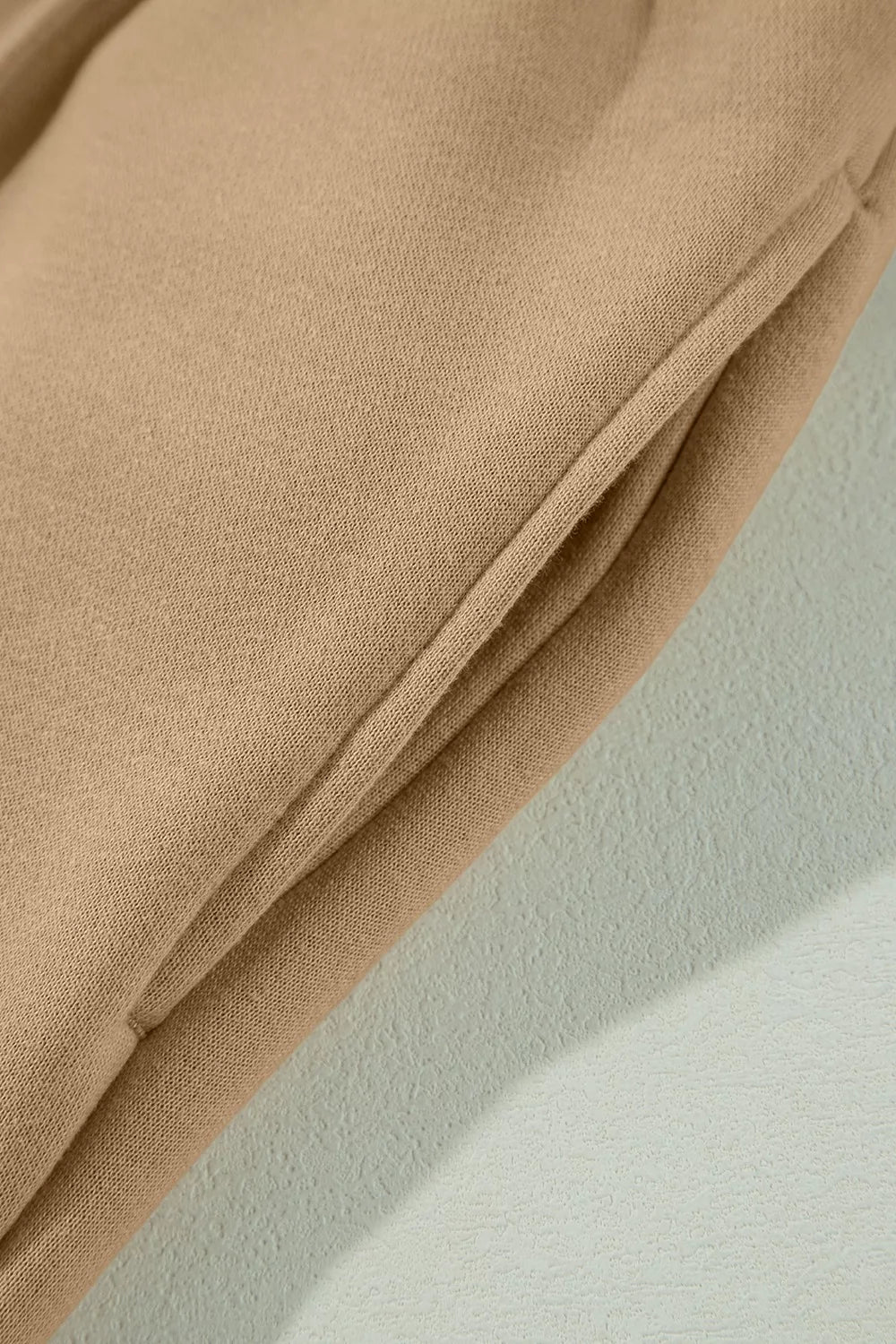 Daverri Wide Leg Drawstring Pants beige knit fabric with textured weave and seam