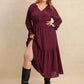 Plus Size Swiss Dot Tie Neck Flounce Sleeve Maxi Dress - DAVERRI FASHIONS