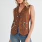 Aemi + Co Heart Rivet Detail Suede Vest Coat