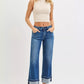 RISEN Mid Rise Ankle Straight Jeans with Cuffed Hem - DAVERRI FASHIONS
