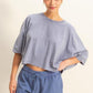 HYFVE Lightweight Round Neck Batwing Sleeve T-Shirt DUSTY INDIGO T-Shirts