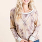 BiBi tie-dye terry pullover sweatshirt in beige-gray with white contrast