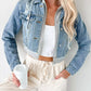 Distressed Zip Up Cropped Hooded Denim Jacket - DAVERRI FASHIONS