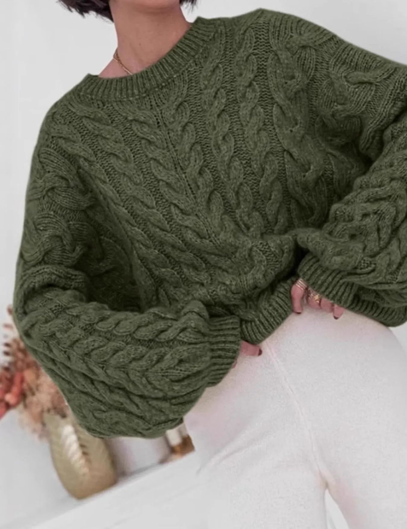Cable Knit Long Sleeve Sweater | Sweaters Daverri Fashions