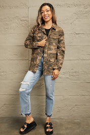 Camouflage Snap Down Jacket | Jackets Daverri Fashions