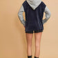 Umgee Contrast Hooded Chenille Jacket Midnight - DAVERRI FASHIONS