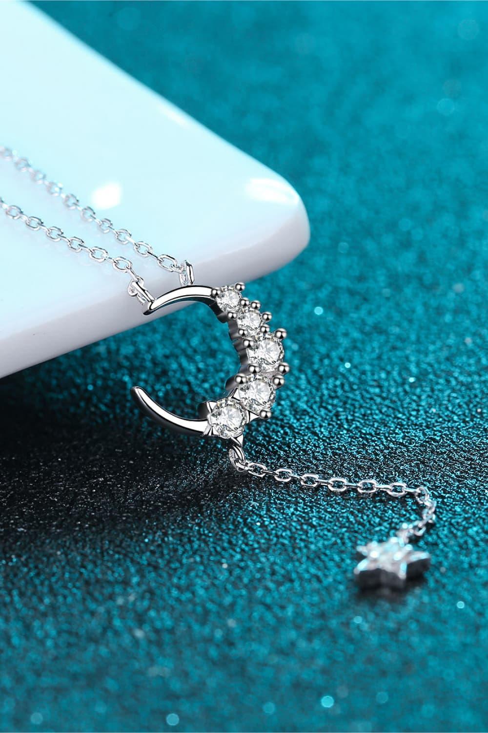 Star & Moon Moissanite Necklace - DAVERRI FASHIONS