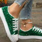 Sequin Round Toe Flat Sneakers - DAVERRI FASHIONS