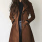 Daverri Fashions Brown Button Up Long Sleeve Coat - DAVERRI FASHIONS