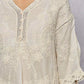 Delicate off-white POL Floral Embroidered Lace Top with V-Neck
