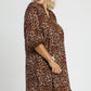 Umgee Full Size Leopard Print Mini Dress with Contrast Trim Plus Size Dresses