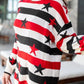 Daverri Stars and Stripes sweater: red, black, white stripes with stars