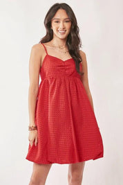 Davi & Dani Textured Sweetheart Neckline Bubble Hem Dress | Mini Dresses Daverri Fashions