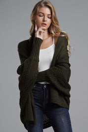 Dolman Sleeve Open Front Ribbed Trim Longline Cardigan | Cardigans Daverri Fashions