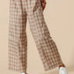 SO ME Check Plaid Wide Leg Pants with Big Patch Pockets