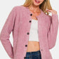 Zenana Button Down Long Sleeve Sweater Cardigan Lt Rose Cardigans