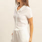 HYFVE Textured Short Sleeve Top and Drawstring Shorts Knit Set Outfit Sets