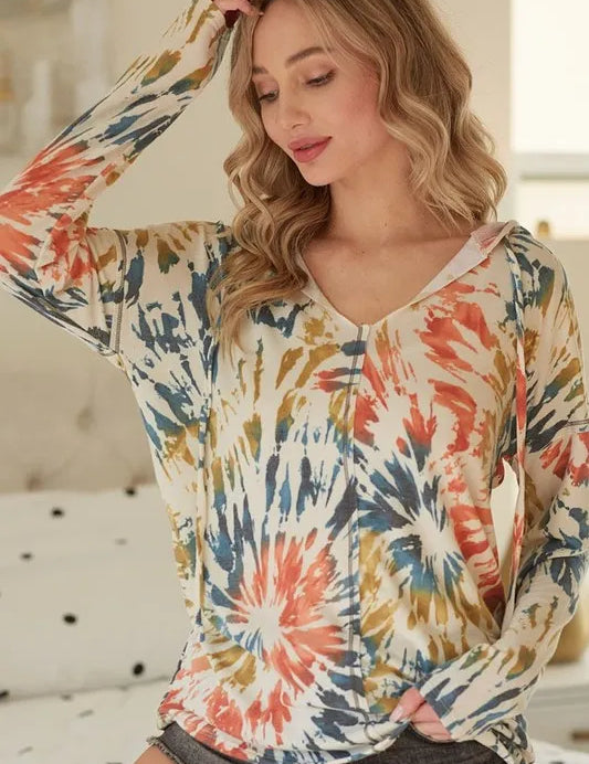 BiBi Tie Dye Print Terry Hoodie | Hoodies Daverri Fashions