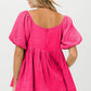 BiBi Pleated Puff Sleeve Washed Blouse Blouses