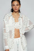 POL Floral Crochet Patchwork Long Sleeve Shirt White Shirts