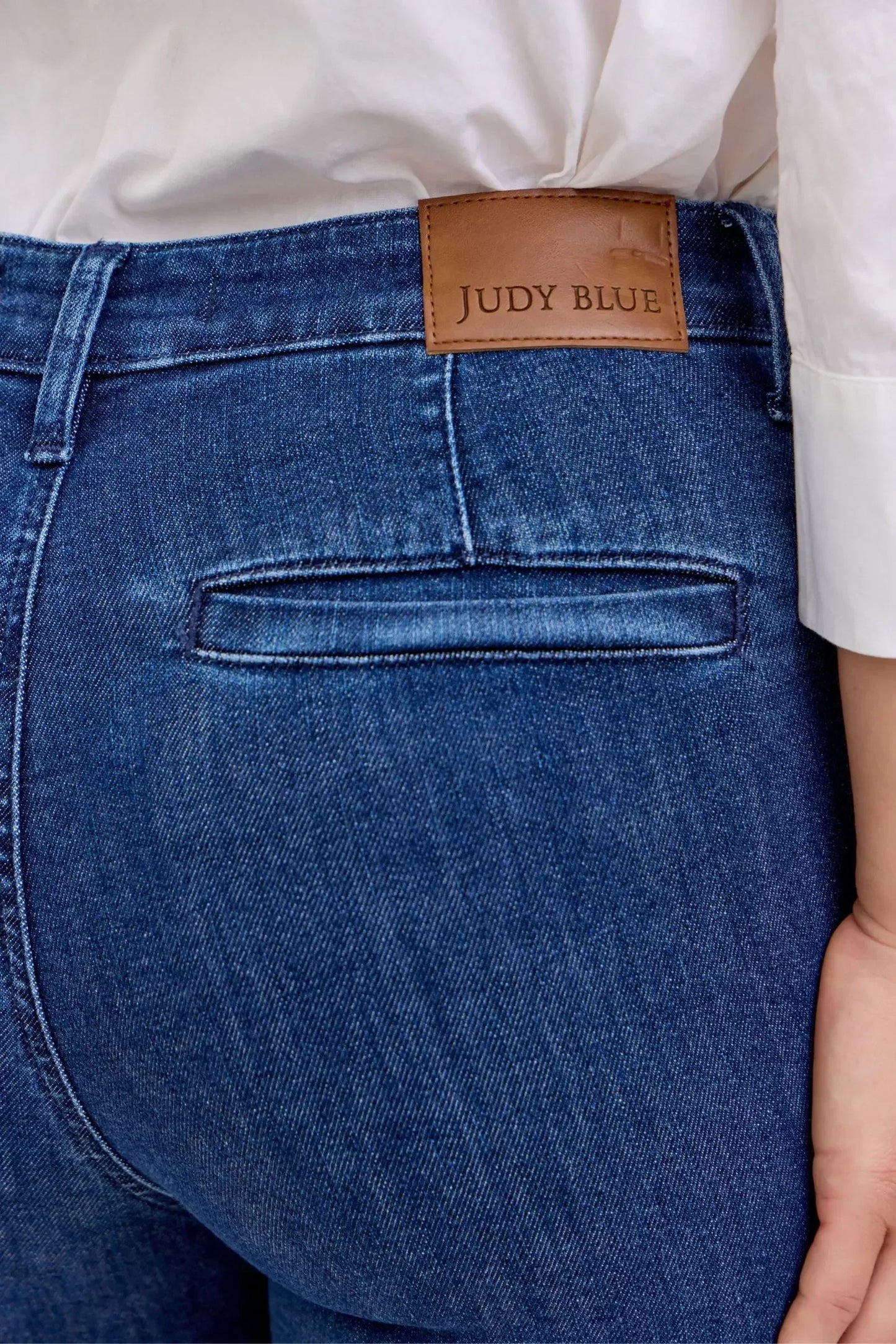 Judy Blue High Waist Flare Jeans with Front Patch Pockets - DAVERRI FASHIONS