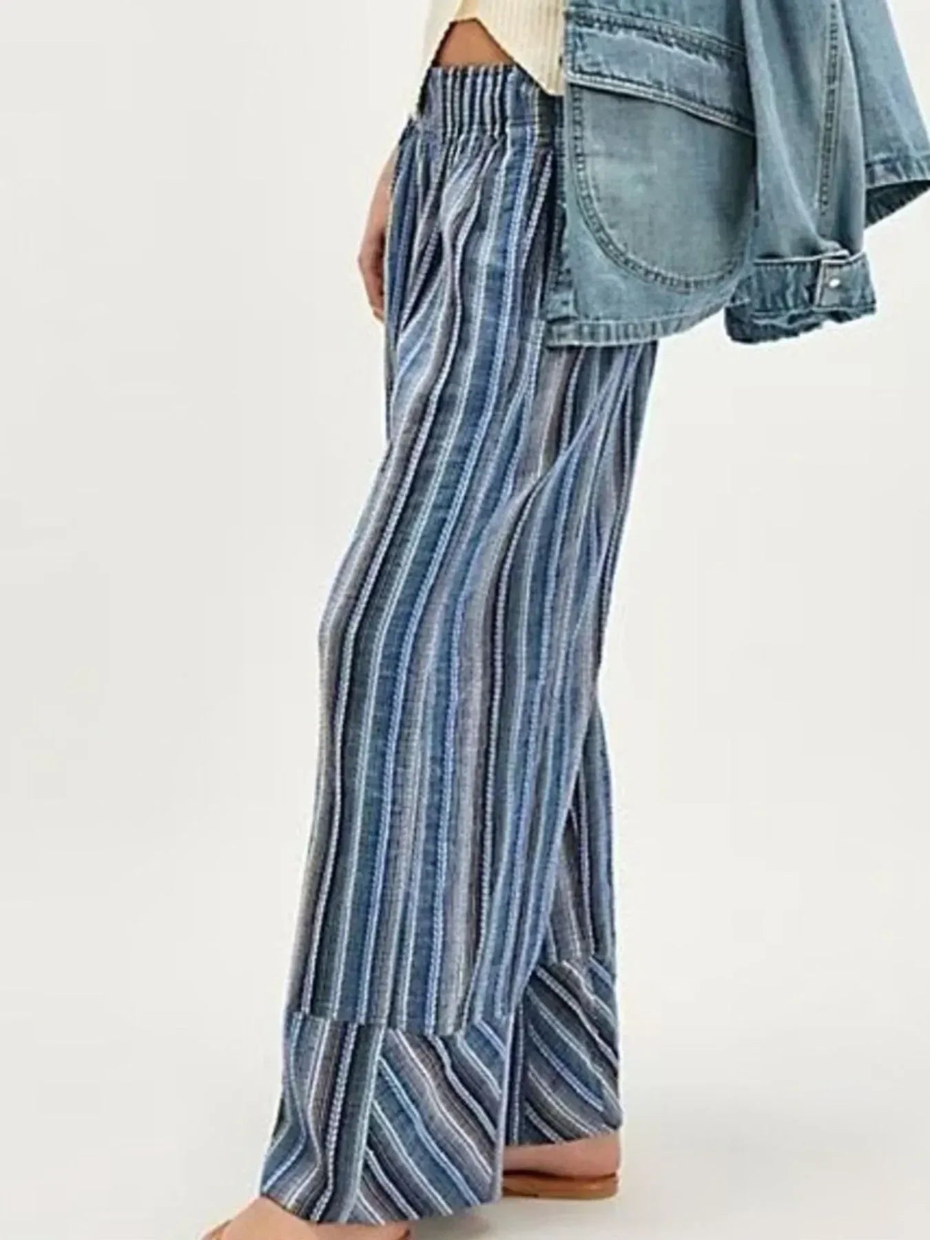 Striped Wide Leg Pants - DAVERRI FASHIONS
