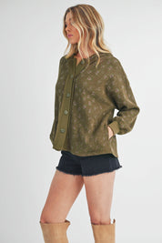 Aemi + Co Floral Button Up Hooded Jacket