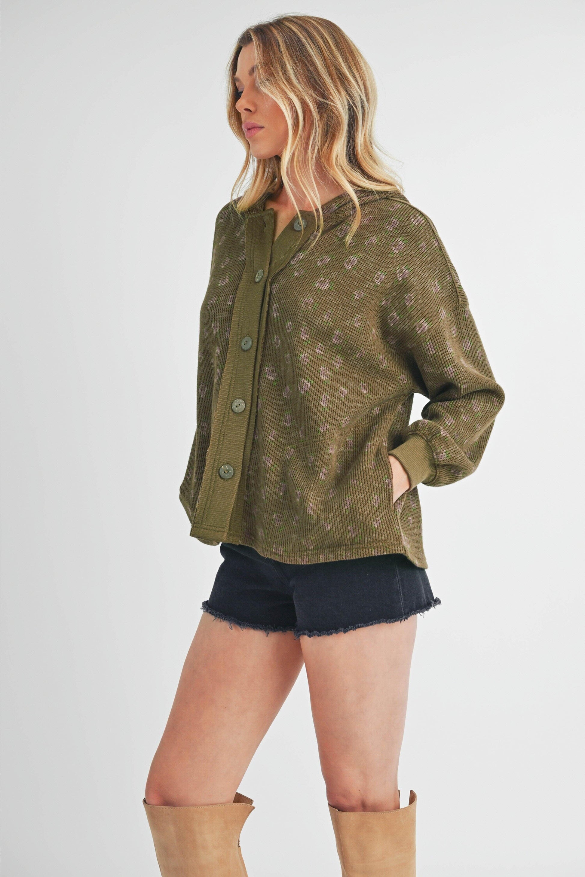 Aemi + Co Floral Button Up Hooded Jacket Jackets