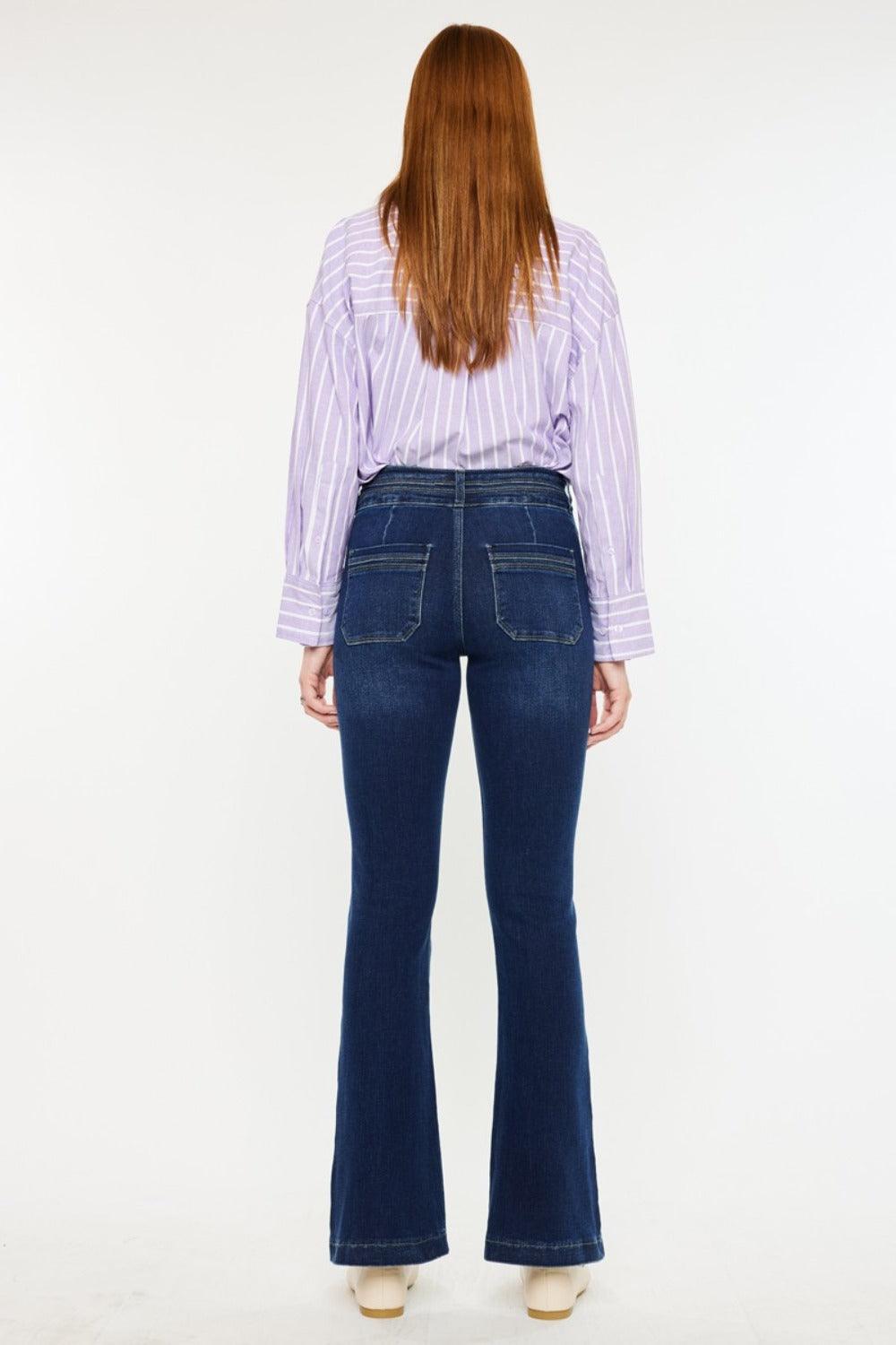 Kancan High Rise Double Waistband Flare Jeans | Daverri Fashions