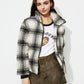 Plaid Zip Up Long Sleeve Jacket - DAVERRI FASHIONS