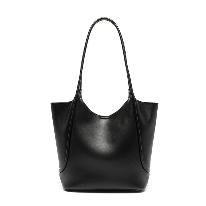 Black Genuine Leather Shoulder Tote Bag | Tote Bags Daverri Fashions