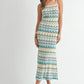 MABLE Lightweight Pointelle Chevron Knit Maxi Dress Aqua M