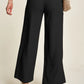 Black Davi & Dani wide-leg mid-rise pants with elastic waistband
