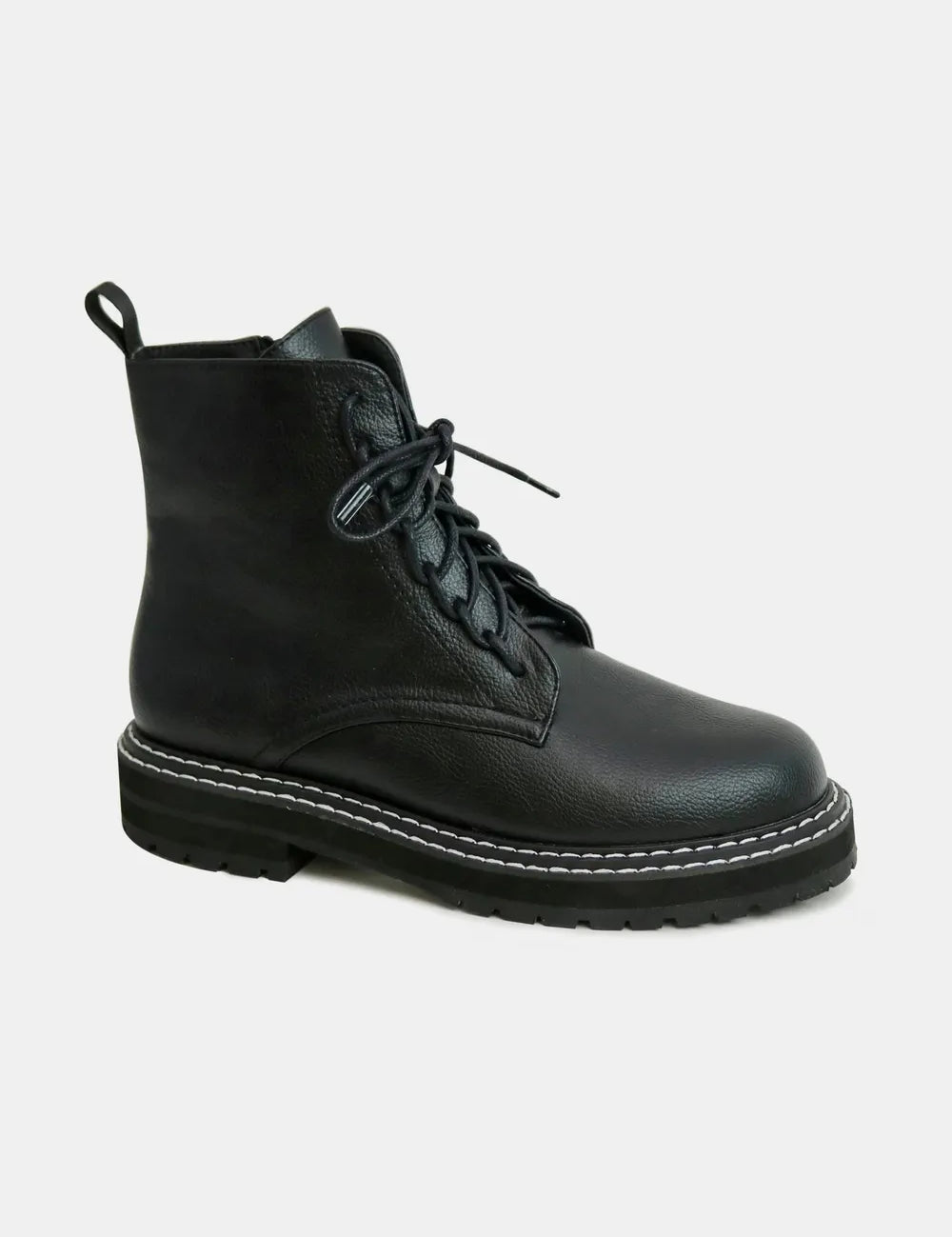 Beast Fashion Faux Leather Lace-Up Boots with Side Zipper | Boots Daverri Fashions