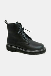Beast Fashion Faux Leather Lace-Up Boots with Side Zipper | Boots Daverri Fashions